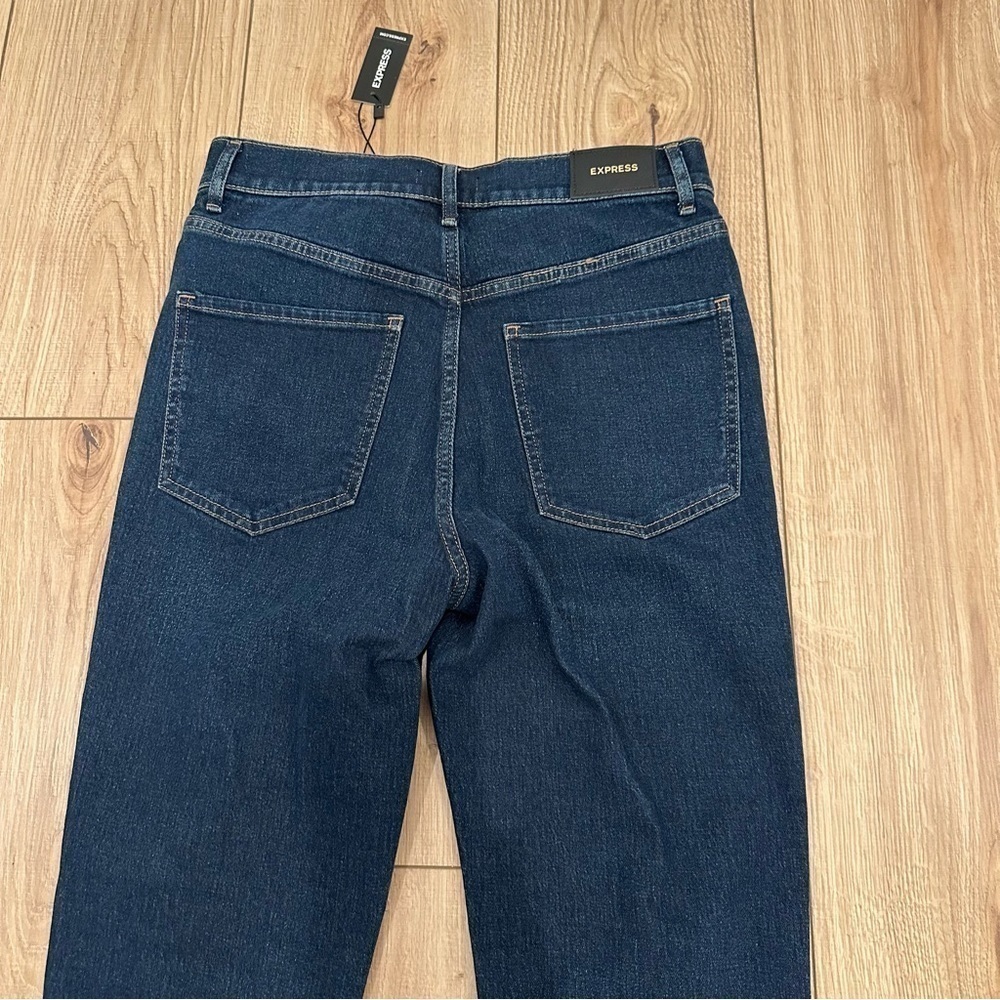 NWT Express Slim Super High Rise 4R Distressed Dark Denim - Picture 10 of 13